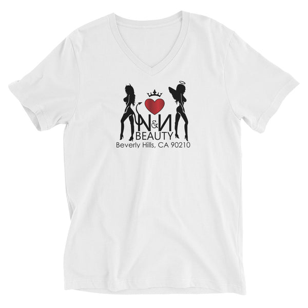 Naughty & Nice -  V-Neck White T-Shirt